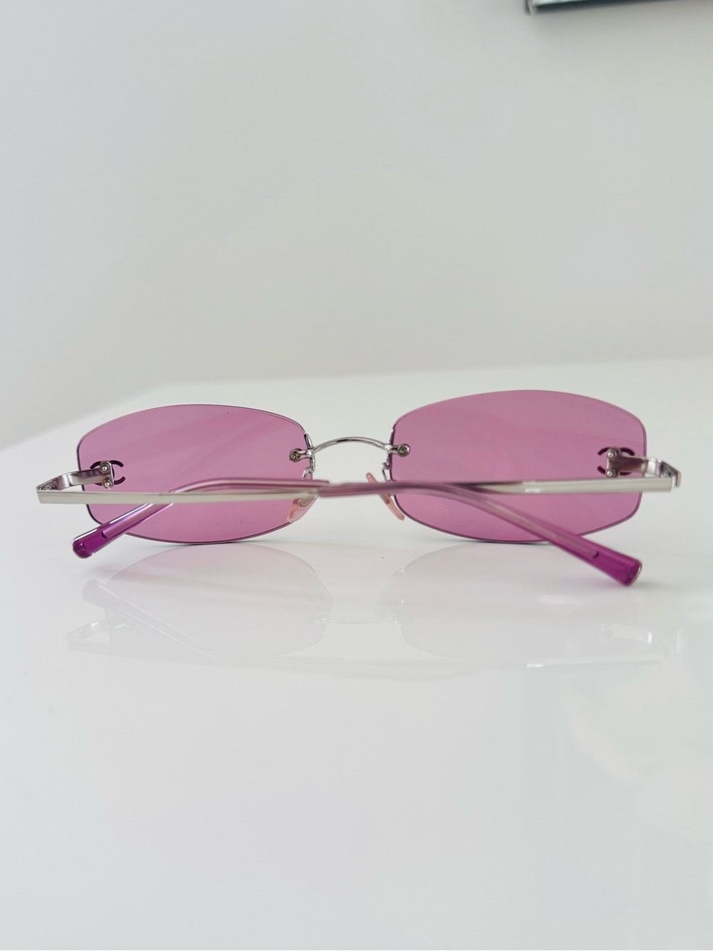 RARE 🍒Vintage Chanel pink  rimless sunglasses. - Picture 2 of 10